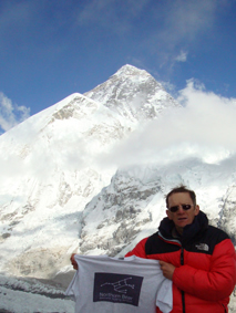 Steve Rudd, Managing Director of Hastie Burton climbing in the peaks near Mount Everest